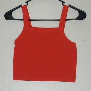 Vibrant Red Ribbed Crop Top